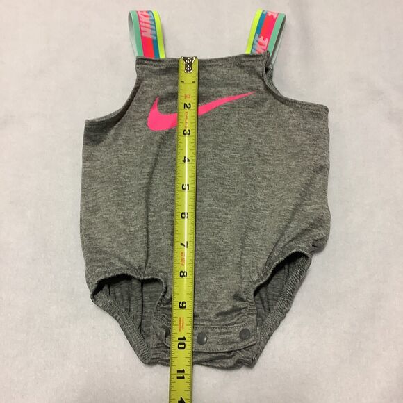 Nike‎ Dri-Fit Gray Baby Girl Bathing Suit Swimsuit Pink Swoosh Size 3 Months - Picture 9 of 9